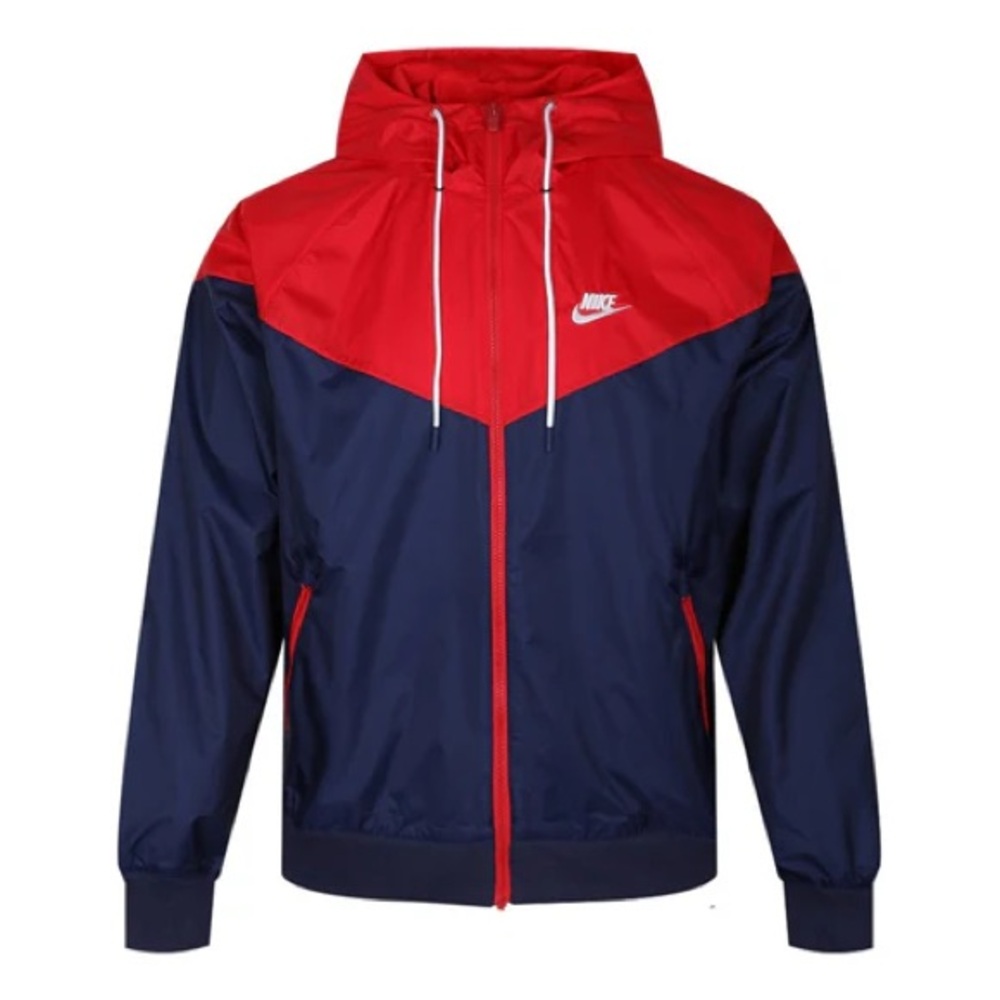 Nike Men's Windbreaker Navy and Red